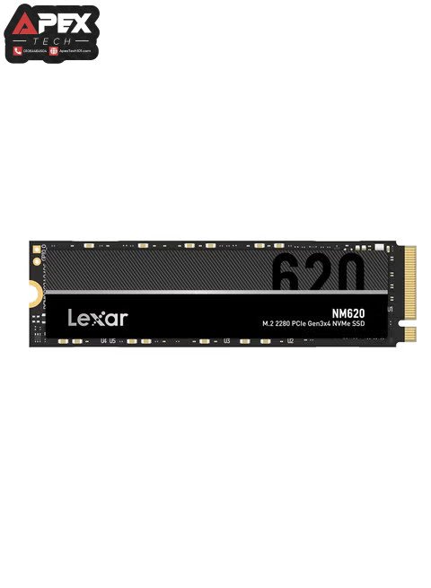 Top-down view of the Lexar NM620 512GB M.2 2280 PCIe Gen3x4 NVMe internal SSD module