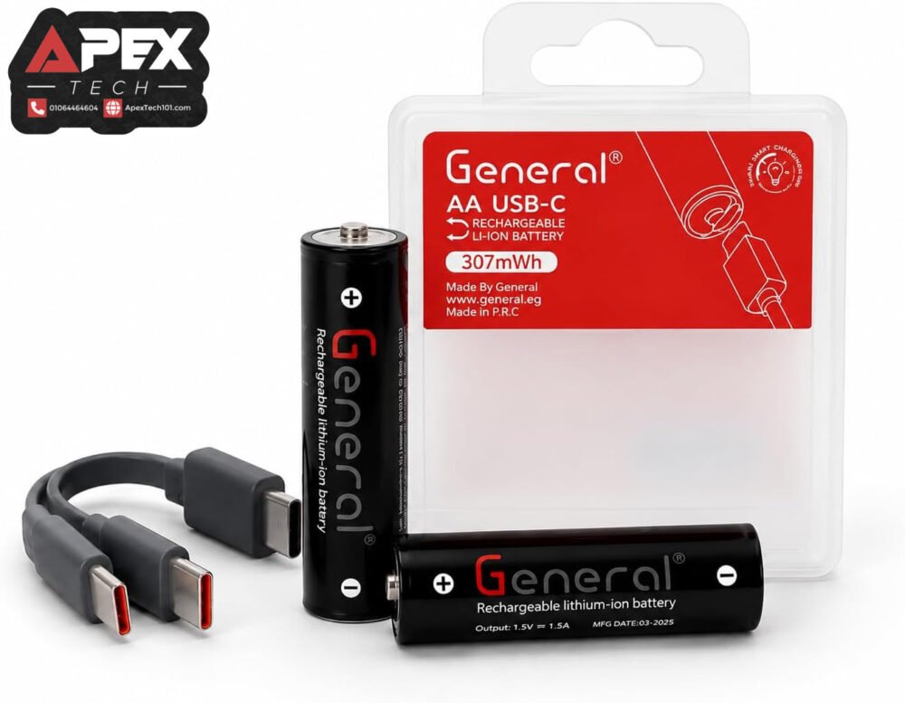 General AA USB-C Rechargeable Li-ion Battery – 3071mWh, 1.5V