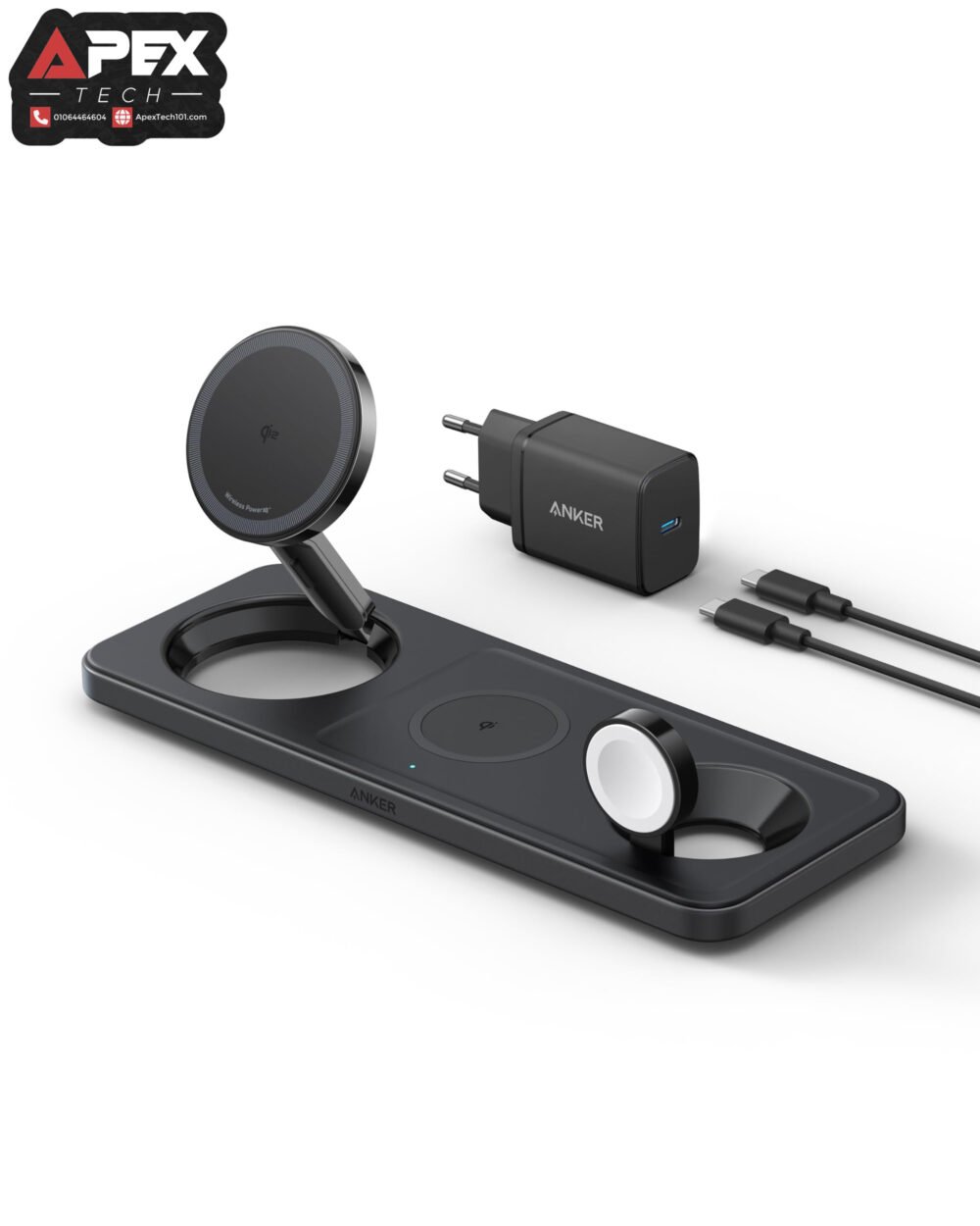 Anker MagGo Wireless Charging Station A2557 – Foldable 3-in-1, 15W