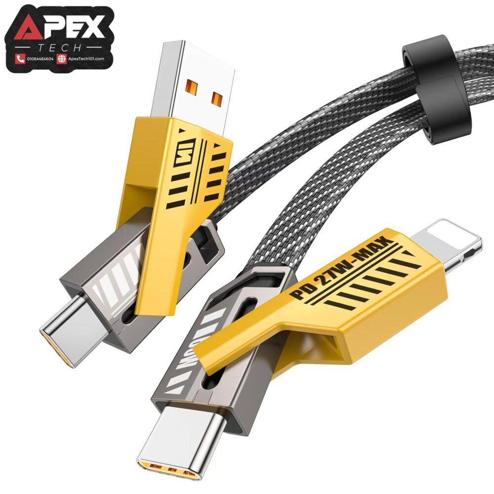 4-in-1 USB-C & Lightning Charging Cable – 65W, 1 Meter