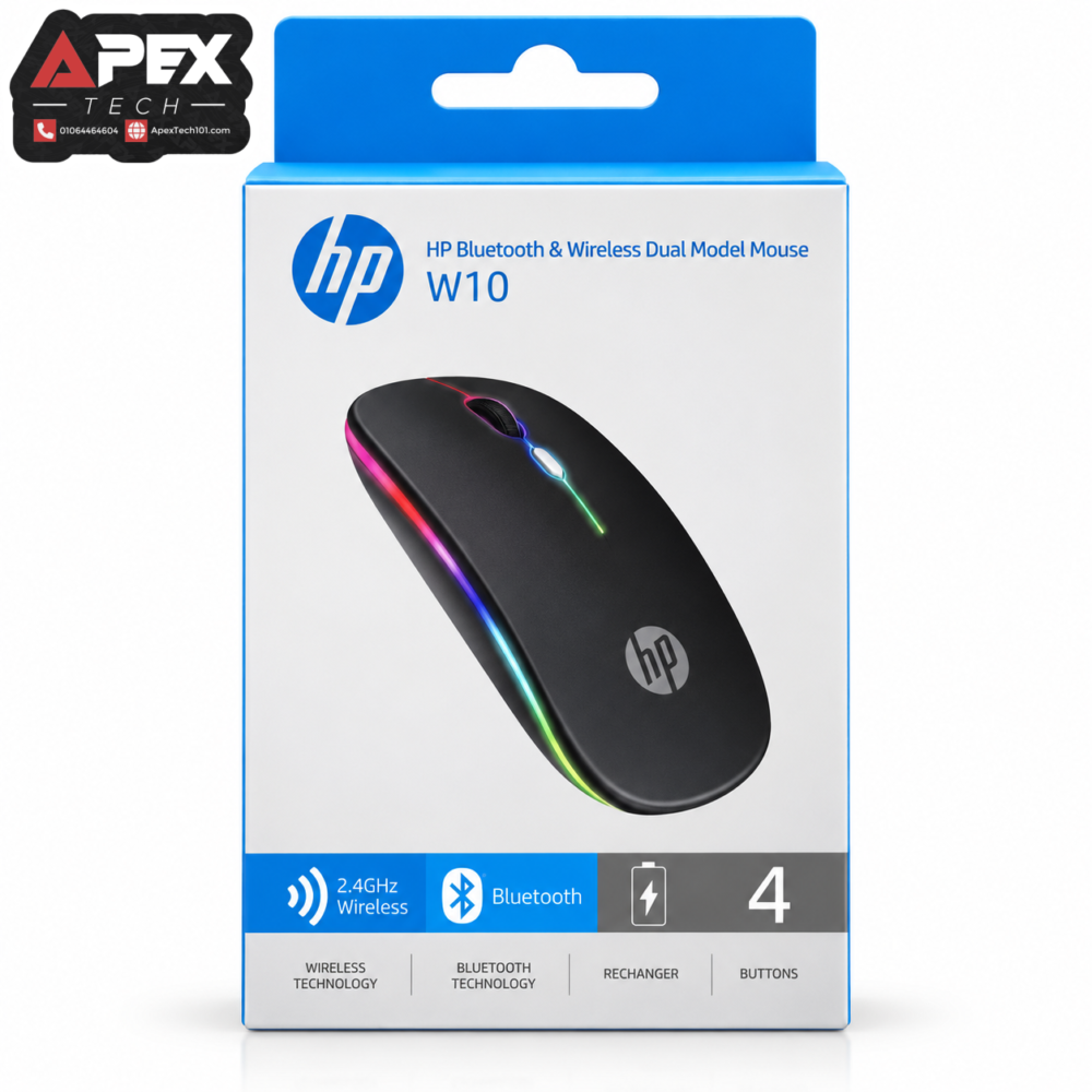 HP W10 Rechargeable Bluetooth Wireless RGB Mouse – 1600 DPI (Copy)