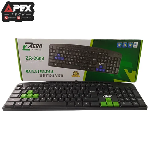 ZERO ZR-2608 Wired USB Multimedia Keyboard – English & Arabic
