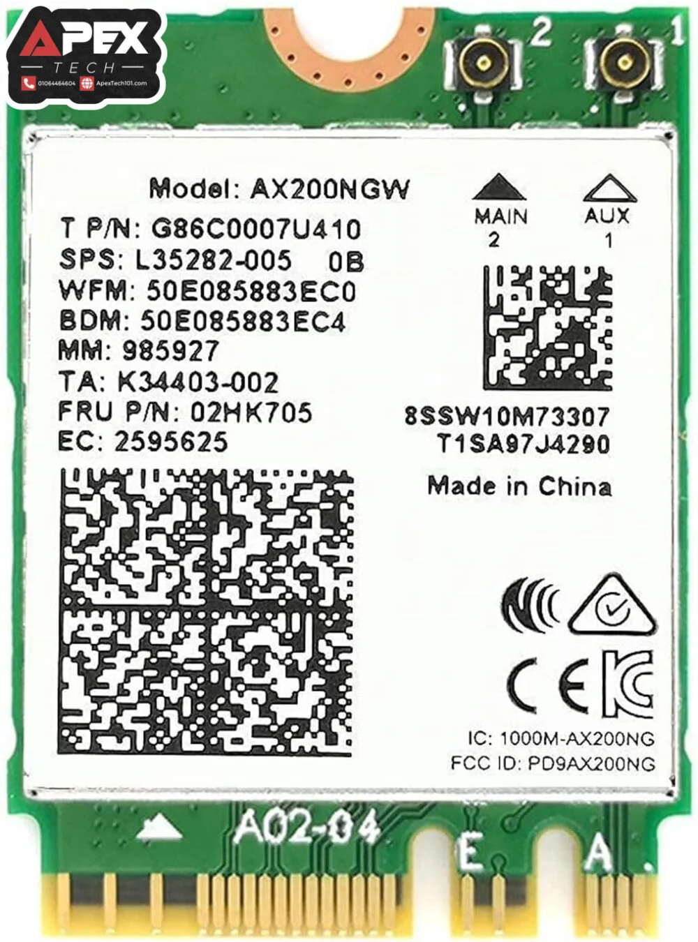 Intel Dual Band Wireless AX200NGW - WiFi 6 AX200 WiFi Adapter - 2.4GHz 574Mbps/5GHz 2.4Gbps - 802.11AX Network Card - Bluetooth 5.2