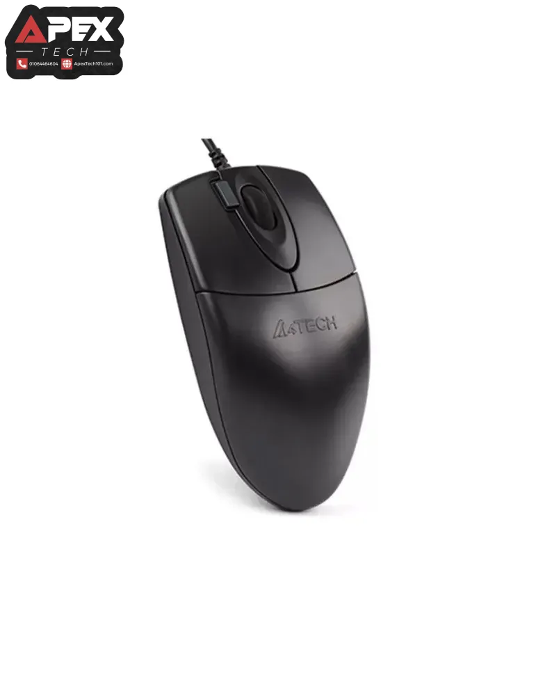 Top view of the black A4Tech OP-620DS wired optical desktop mouse